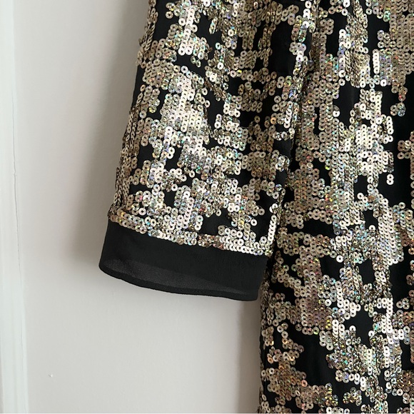 DEREK LAM 10 CROSBY Sequins Long Sleeve Dress in Gold - Picture 4 of 10